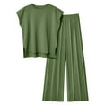 thumbnail image 1 of BLOCLOALO 2 Piece Lounge Set Sleeveless Tops Women Casual Vest Top and Pants Sets Solid Color Knitted Sweater Knitted Sweater Plus Size Tank Tops Knit Tops Casual Lounge Sets Green M, 1 of 2