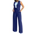thumbnail image 1 of BLOCLOALO 2 Piece Lounge Set Sleeveless Tops Women's Fashionable Vest Wide Leg Pants Set Comfortable for Daily Wear Cropped Tank Tops Trendy Business Sets Womens Lounge Outfit Blue Xxl, 1 of 7