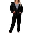 thumbnail image 1 of BLOCLOALO 2 Piece Lounge Set Zip Up Hoodie Women Women with Pants Hoodie Plus Leisure Winter Fleece Hooded Plush Women Suits Sweatpants and Sweatshirt Set Long Sleeve Shirts Fall Matching Sets Black L, 1 of 4