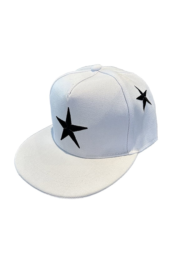3 8 Years Old Kids Baseball Hat Sun Hat for Boys Girls Five Pointed Star Embroidery Dome Cap with Short Brim for Daily Wear White B