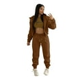 thumbnail image 1 of BLOCLOALO 3 Piece Lounge Set Long Sleeve Pullover Hoodie Sweatshirts Casual Autumn Winter Set Fashion Solid Color Zipper Hooded Pants Zip Up Hoodie Plus Size Workout Sets Fall Lounge Sets Brown Xxl, 1 of 9