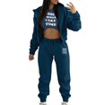 thumbnail image 1 of BLOCLOALO 3 Piece Lounge Set Long Sleeve Pullover Hoodie Sweatshirts Casual Autumn Winter Top Set Fashion Solid Color Zipper Hooded Pants Zip Up Hoodie Plus Size Workout Sets Comfy Lounge Sets Navy M, 1 of 5