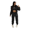 thumbnail image 1 of BLOCLOALO 3 Piece Lounge Set Long Sleeve Pullover Hoodie Sweatshirts Casual Autumn Winter Top Set Fashion Solid Color Zipper Hooded Pants Zip Up Hoodie Plus Size Workout Sets Fall Lounge Sets Black L, 1 of 9