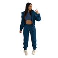 thumbnail image 1 of BLOCLOALO 3 Piece Lounge Set Long Sleeve Pullover Hoodie Sweatshirts Casual Autumn Winter Top Set Fashion Solid Color Zipper Hooded Pants Zip Up Hoodie Plus Size Workout Sets Fall Lounge Sets Navy S, 1 of 9