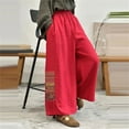 thumbnail image 1 of BLOCLOALO Baggy Pants Wide Leg Pants Women's Boho Embroidered Linen Palazzo Pants Wide Leg Cropped Pant Casual Flowy Mid Waist Trousers Pants Flowy Pants Lounge Pants Comfortable Pants Red Xl, 1 of 5