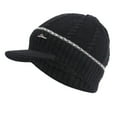 thumbnail image 1 of BLOCLOALO Baseball Caps Winter Outdoor Sports Visor Beanie Knit Ski Hat with Brim Fleece Lined Skull Cap Black One Size, 1 of 3