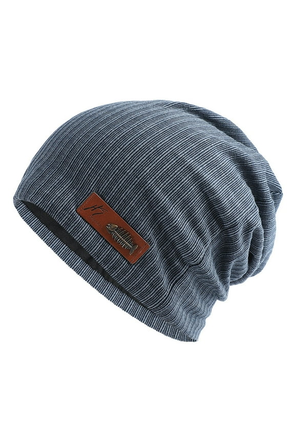 Beanie Hats Soft Warm Thermal Knit Lined Hat Ski Stocking Cuffed Cap Winter Hats for Men Women Navy One Size