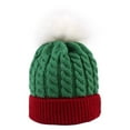 thumbnail image 1 of BLOCLOALO Beanie Hats Womens Winter Ribbed Ski Cuff Cap Crossed Cap Chunky Cable Knit Pompom Soft Warm Hat Skull Cap Green One Size, 1 of 3