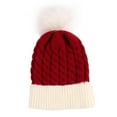 thumbnail image 1 of BLOCLOALO Beanie Hats Womens Winter Ribbed Ski Cuff Cap Crossed Cap Chunky Cable Knit Pompom Soft Warm Hat Skull Cap Red One Size, 1 of 4