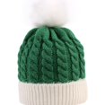thumbnail image 1 of BLOCLOALO Beanie Hats Womens Winter Ribbed Ski Cuff Cap Crossed Cap Chunky Cable Knit Pompom Soft Warm Hat Skull Cap White One Size, 1 of 3