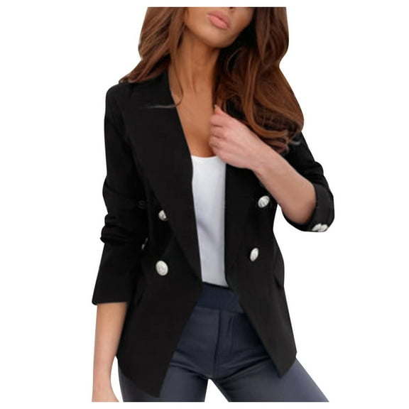 BLOCLOALO Blazers Suit Jackets Button Up Cardigans Plus Size Silk Satin Jacket Formal Cardigan Work Office Suit Coat Open Front Lapel Suit Jackets Business Casual Blazers Trendy Blazers Black M