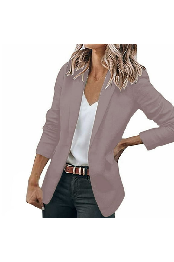 Blazers Suit Jackets Open Front Lapel Suit Jackets Casual Solid Color Suit Jacket Lapel Warm Slim Loose Long Sleeve Fashion Cardigan Coat Work Business Jacket Work Blazer Trendy Coat Khaki L
