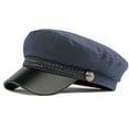 thumbnail image 1 of BLOCLOALO Cadet Army Cap Military Style Leather Brim Flat Top Cap for Unisex Basic Baseball Hat Navy A, 1 of 3