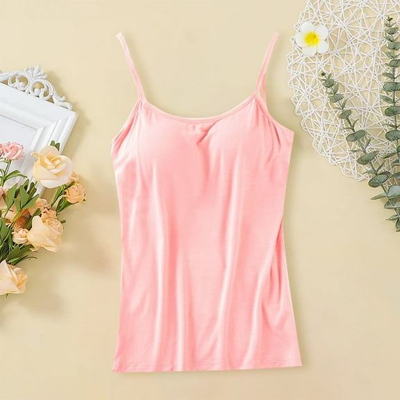 BLOCLOALO Camisole Tops Corset Tops Bras Top for Women Tank Tops Adjustable Strap Sleeveless Basic Solid Camisole V Neck Camisole with Built In Padded Bra Vest Tube Tops Bandeau Tops Crop Tops Rd2 S