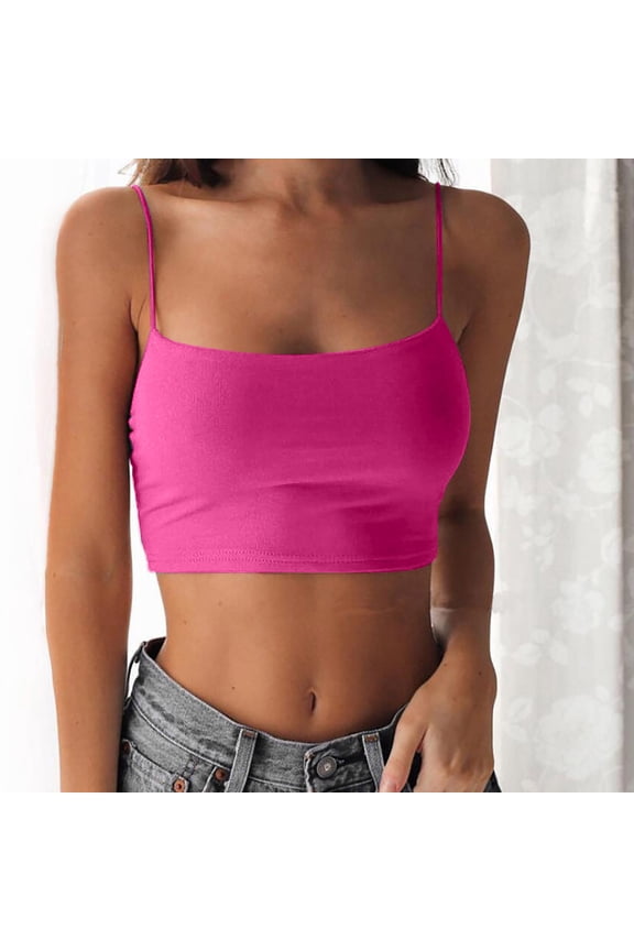 Camisole Tops for Women Corset Tops for Women Women Fashion Party Soild Color Strap Casual Sleeveless Tunic Tank Tops Tube Tops for Women Bandeau Tops Crop Tops for Women Hot Pink S