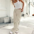 thumbnail image 1 of BLOCLOALO Cargo Pants Pants Elastic Waist Daily Elastic Waist Pockets Straight Solid Color Casual Pants Loose Pockets Cargo Long Trousers Pants with Pockets Pantalones Para Mujer Cotton Pants Beige L, 1 of 9