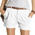 thumbnail image 1 of BLOCLOALO Casual Shorts Stretch Shorts Women's Fashion Shorts Short Chino Trousers Pleated Fake Pocket Pants Work Shorts Active Shorts Comfy Shorts White Xl, 1 of 9