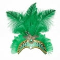 thumbnail image 1 of BLOCLOALO Colorful Feather Sequin Headbands Headpiece Christmas Carnival Caribbean Headdress Showgirl Accessories Headband Costume Accessories Green One Size, 1 of 7