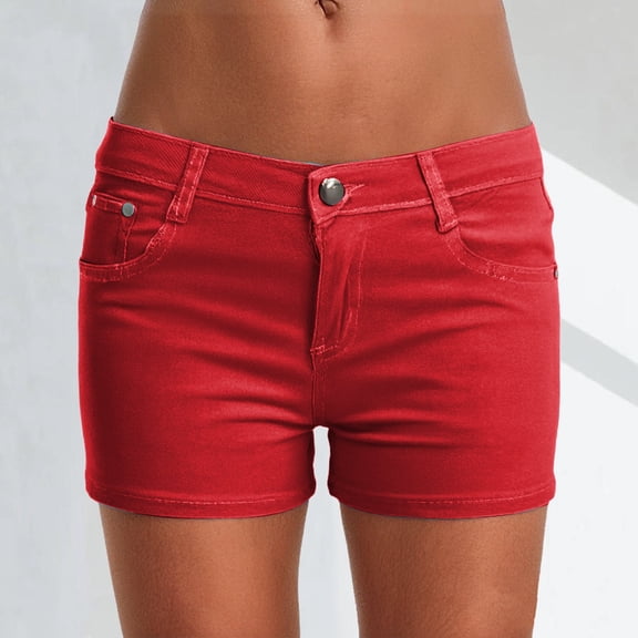 BLOCLOALO Denim Shorts Casual Shorts Summer 2025 Women's Candy White Denim Shorts Fit Colorful Denim Pants Mid Rise Shorts Cargo Shorts Jean Shorts D 32