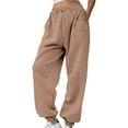 thumbnail image 1 of BLOCLOALO Dress Pants Casual Pants Wide Leg Elastic Waist Pants with Pockets Lightweight High Waisted Adjustable Loose Lounge Trousers Stretchy Pants Exercise Pants Everyday Pants for Women Khaki Xxl, 1 of 9