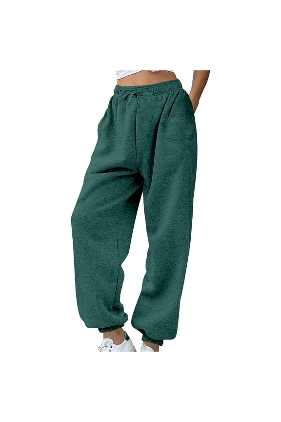 Dress Pants Casual Pants Wide Leg Elastic Waist Pants with Pockets Lightweight High Waisted Adjustable Loose Lounge Trousers Women Sweat Pants Travel Pants Casual Pants Blackish Green L