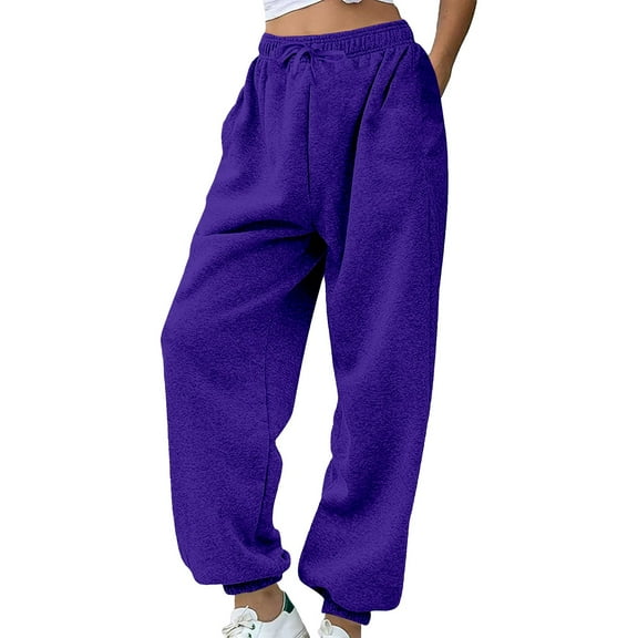 BLOCLOALO Dress Pants Casual Pants Wide Leg Elastic Waist Pants with Pockets Lightweight High Waisted Adjustable Loose Lounge Trousers Womens Comfy Pants Casual Pants for Women Travel Pants Purple Xxl