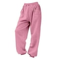 thumbnail image 1 of BLOCLOALO Dress Pants Casual Pants Wide Leg Elastic Waist Pants with Pockets Lightweight High Waisted Adjustable Loose Lounge Trousers Workout Pants Exercise Pants for Women Dress Pants Women Pink L, 1 of 9