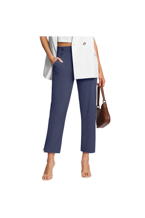 Dress Pants Stretchy Pants Pants for Women High Waisted Crop Work Pants Summer Casual Slacks Yoga Dress Pant Pantalones Para Mujer Womens Pants with Pockets High Waisted Pants Dark Blue S