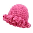 thumbnail image 1 of BLOCLOALO Handmade Crochet Ruffled Knitted Bucket Hats for Unisex Fashionable Colorful Wide Brimmed Hat with Flounced Edge Hot Pink One Size, 1 of 4
