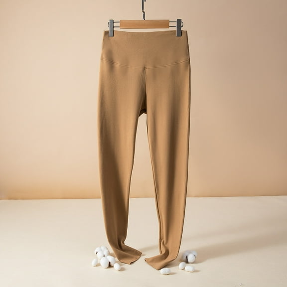 BLOCLOALO Leggings Athletic Pants Crew Neck Fleece Lined Pants Winter Trousers Slim Leggings Pants Thermal Underwear Thick Yoga Pants Palazzo Pants Wide Leg Pants Coffee M