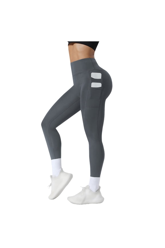 Leggings for Tummy Control Butt Lifting Yoga Pants High Waisted Tights with Pockets Workout Compression Tights Sports Running Leggings Outdoor Slimming Fitness Yoga Leggings Dark Gray Xxl