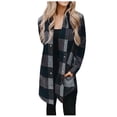 thumbnail image 1 of BLOCLOALO Long Sleeve Cardigan for Women Button Up Sweaters New Long Sleeve Plaid Print Button Open Front Long Cardigan Outerwear Collared Shirts Dress Cardigan Dress Cover Up Cardigan Grey 3Xl, 1 of 5