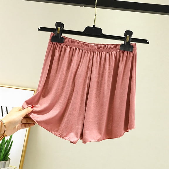 BLOCLOALO Pajama Shorts Casual Shorts Summer Women's Large Sized High Waisted Loose and Wide Leg Casual Shorts Plus Size Shorts Elastic Waist Shorts Stretch Shorts Pink M