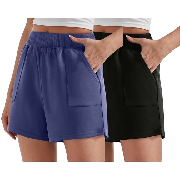 BLOCLOALO Pants with Pockets Loose Pants Shorts Summer Thin Korean Version Sports Shorts Loose High Waist Slimming Out Versatile Shorts 2Pc Cotton Pants Pants Elastic Waist Casual Pants Light Blue Xl