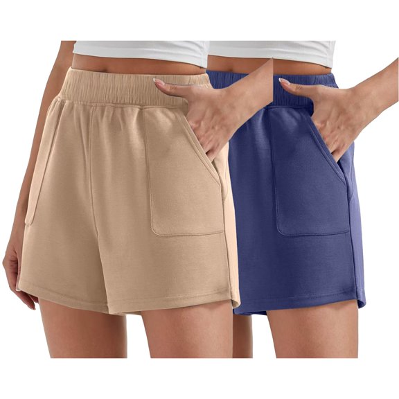 BLOCLOALO Pants with Pockets Loose Pants Shorts Summer Thin Korean Version Sports Shorts Loose High Waist Slimming Out Versatile Shorts 2Pc Cotton Pants Pants Elastic Waist Casual Pants Dark Blue L