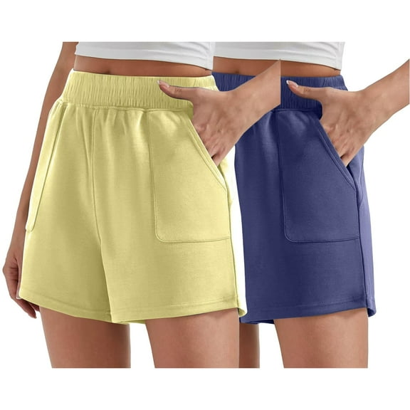 BLOCLOALO Pants with Pockets Loose Pants Shorts Summer Thin Korean Version Sports Shorts Loose High Waist Slimming Out Versatile Shorts 2Pc Cotton Pants Pants Elastic Waist Casual Pants Sky Blue M