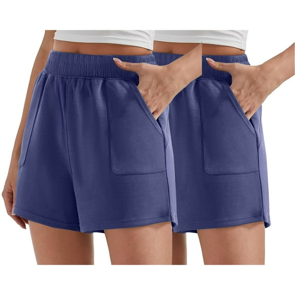 BLOCLOALO Pants with Pockets Womens Loose Pants Shorts Summer Thin Korean Version Sports Shorts Loose High Waist Slimming Out Versatile Shorts 2Pc Cotton Pants Pants Elastic Waist Casual Pants Blue S
