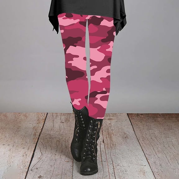 BLOCLOALO Sweatpants Camo Pants Women's Autumn and Winter Camouflage Leggings Artistic Printed Soft Stretchy Pants for Women Elastic Waist Pants Athletic Pants Comfy Fit Pants Hot Pink L