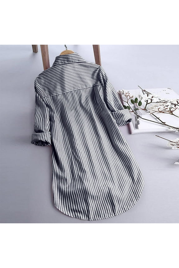 T-Shirts Button Down Shirts Blouses & Tunics V Neck Tunic Summer Tops Long Shirt Casual for Leggings Shirt Blouse Tops 3/4 Length Sleeve Tops Striped Shirt Women Long Blouses Black L