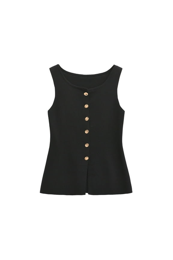 T-Shirts Sleeveless Tops Women's Lined Sleeveless Suit Vest 5 Button V Neck Fashion Waistcoat V Neck Blouses for Women Crop Tops Trendy Tops D M