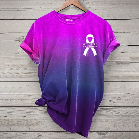 BLOCLOALO T Shirts for Women Graphic Tees for Women Awareness Memories Matter T Shirt Short Sleeve Shirts for Women Womens Blouses Casual Summer Tops Hot Pink M