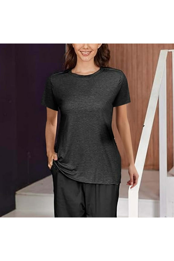 T Shirts for Women Tunic Tops Post Shoulder Shirts for Women Tear 3/4 Tops After Cuff Shirts Chemo Port Clothing Short Sleeve Shirts for Women Loose Fitting Tops Summer Blouses Black M