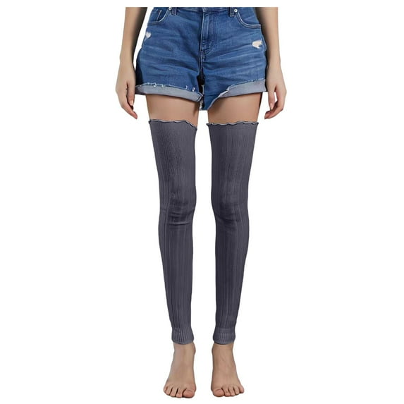 BLOCLOALO Thigh High Socks Long Socks forWomen Knee High Socks Striped Women's Long Socks Thigh High Socksplus Size Stockings Knee High Socks forBoots Extra Long Socks Sports Socks Grey One Size