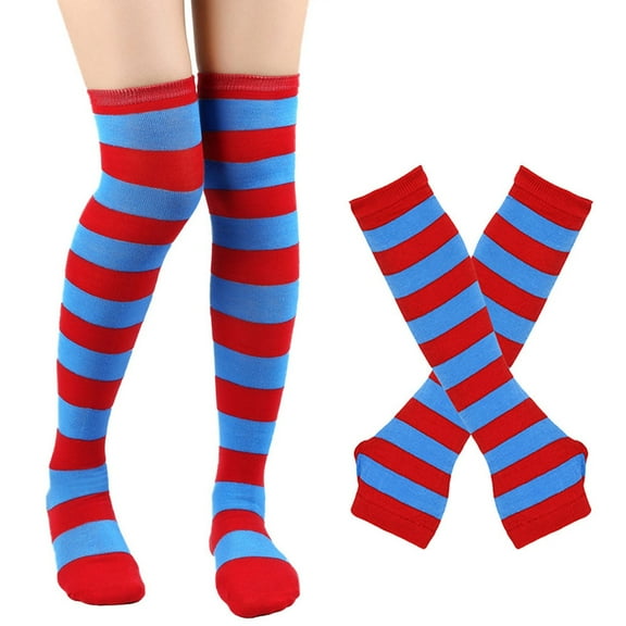 BLOCLOALO Thigh High Socks Thigh Highs Stockings Striped Women's High Gloves Socks Socks Socks Knee High Socks forBoots Extra Long Socks Athletic Socks Wine One Size