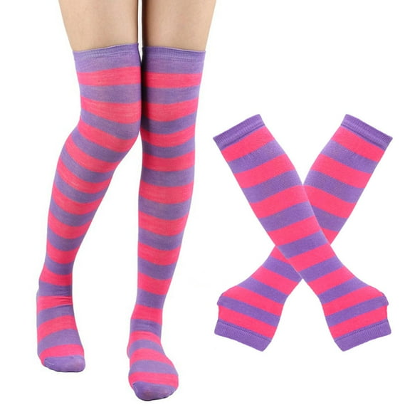 BLOCLOALO Thigh High Socks Thigh Highs Stockings Striped Women's High Gloves Socks Socks Socks Knee High Socks forBoots Extra Long Socks Athletic Socks Rose Gold One Size