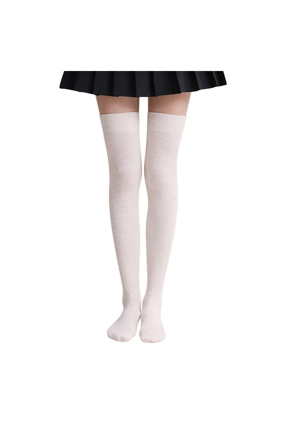 Thigh High Stockings Cotton Socks 1 Pair Extra Long Solid Color Thigh High Socks Over the Knee High Boot Stockings Nylon Leg Knee High Socks forBoots Extra Long Socks Athletic Socks Beige A