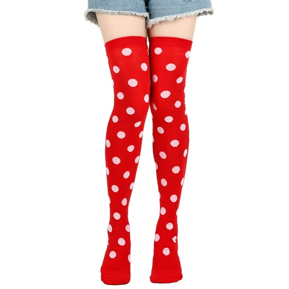 BLOCLOALO Thigh High Stockings Cotton Socks Dress Up Stocking Festival Makeup Dress Up Props Knee Socks Stocking Knee High Socks forBoots Thick Comfortable Socks Warm Socks Red A