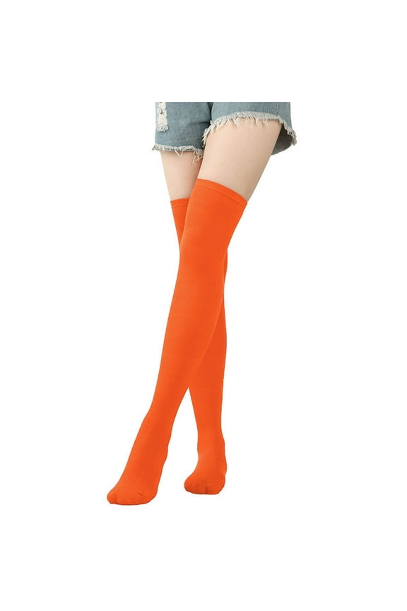 Thigh High Stockings Knee High Socks forWomen Womens Long Socks Pure Color Socks Thigh High Socks Over the Knee Socks Leg Socks Extra Long Socks Athletic Socks Orange One Size