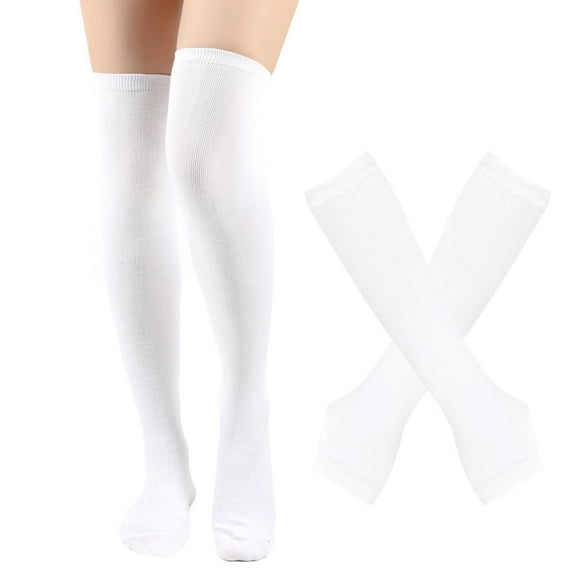 BLOCLOALO Thigh High Stockings Over the Knee Socks forWomen Stockings Striped Women's High Gloves Socks Socks Socks Leg Socks Extra Long Socks Comfortable Socks White One Size