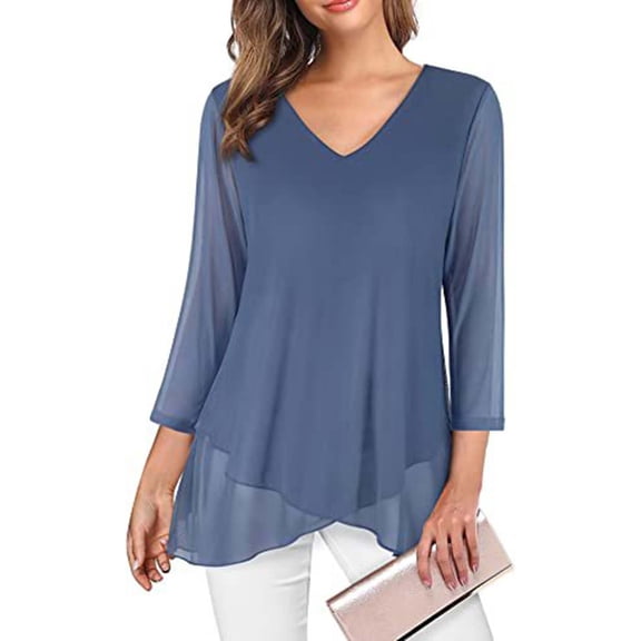 BLOCLOALO Tunic Tops Flowy Tops Women's Casual Boho Solid Tops Floral Print V Neck Irregular Long Sleeve T Shirt Blouses V Neck Blouses for Women Cheap Blouses for Women Tops for Women Trendy Grey 3Xl